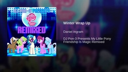 Size: 1920x1080 | Tagged: safe, screencap, angel bunny, berry punch, berryshine, daisy, dj pon-3, flower wishes, linky, mochaccino, rare find, shoeshine, vinyl scratch, g4, winter wrap up, album cover, remix, youtube link