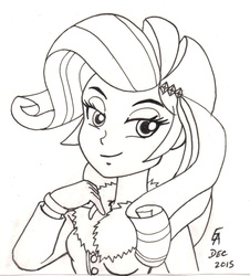 Size: 800x885 | Tagged: safe, artist:mayorlight, rarity, equestria girls, g4, female, ink drawing, monochrome, solo, traditional art