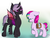 Size: 2600x2000 | Tagged: safe, artist:chipperpony, oc, oc only, oc:harmony (chipperpony), changeling, high res, magical lesbian spawn, multiple parents, offspring, parent:applejack, parent:fluttershy, parent:pinkie pie, parent:rainbow dash, parent:rarity, parent:twilight sparkle, parents:omniship, purple changeling, story included