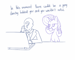 Size: 500x400 | Tagged: safe, artist:mcsadat, edit, rarity, oc, oc:anon, human, pony, unicorn, g4, animated, bedroom eyes, behind you, bipedal, butt shake, computer, cute, dancing, dichromatic, female, laptop computer, mare, monochrome, open mouth, self spanking, smiling, spanking, twerking
