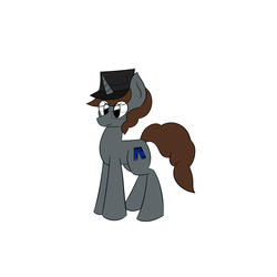 Size: 1280x1280 | Tagged: safe, artist:askhypnoswirl, oc, oc only, oc:coaldust, pony, unicorn, hat, smiling, solo