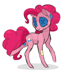 Size: 1226x1270 | Tagged: safe, artist:jellybeanbullet, pinkie pie, g4, button eyes, doll, female, patchwork, solo, toy