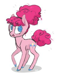 Size: 831x1043 | Tagged: safe, artist:jellybeanbullet, pinkie pie, g4, :p, alternate hairstyle, colored hooves, cute, diapinkes, eye clipping through hair, female, no pupils, silly, simple background, solo, tongue out, white background
