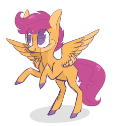 Size: 1280x1353 | Tagged: safe, artist:jellybeanbullet, scootaloo, g4, female, looking up, rearing, simple background, solo, spread wings, white background