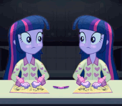 Size: 538x467 | Tagged: safe, artist:klystron2010, edit, screencap, twilight sparkle, equestria girls, g4, my little pony equestria girls: rainbow rocks, animated, barry allen repeatedly crashes into a sparkling toilet, blush sticker, blushing, explicit source, eye contact, female, frown, gif, glowing eyes, jaw drop, looking at each other, not salmon, open mouth, solo, unitinu, wat, wide eyes, youtube poop