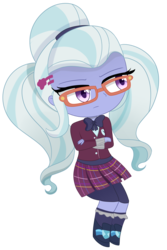 Size: 3000x4500 | Tagged: safe, artist:emera33, sugarcoat, equestria girls, g4, my little pony equestria girls: friendship games, bowtie, chibi, clothes, crossed arms, crystal prep academy uniform, female, glasses, school uniform, simple background, skirt, solo, transparent background