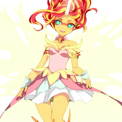 Size: 800x800 | Tagged: safe, artist:wiedt6549, sunset shimmer, equestria girls, g4, my little pony equestria girls: friendship games, beautiful, clothes, daydream shimmer, female, fingerless gloves, gloves, pixiv, solo