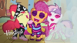 Size: 1920x1080 | Tagged: safe, screencap, apple bloom, scootaloo, sweetie belle, g4, the show stoppers, cutie mark crusaders, cutie mark crusaders song, hasbro studios, music video, show stopper outfits, youtube link