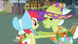 Size: 1366x768 | Tagged: safe, screencap, apple bloom, granny smith, family appreciation day, g4