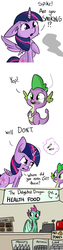 Size: 806x3224 | Tagged: safe, artist:tjpones, spike, twilight sparkle, oc, oc:briquette, alicorn, dragon, pony, g4, angry, arsenic, aside glance, caution sign, cheek fluff, chest fluff, cigar, cigarette, comic, cute, dialogue, ear fluff, fangs, female, floppy ears, fluffy, frown, gasoline, glare, lead, levitation, magic, male, mare, mercury (element), ocbetes, open mouth, shocked, sign, smiling, smoking, spread wings, surprised, telekinesis, twilight sparkle (alicorn), wide eyes