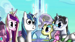 Size: 1191x670 | Tagged: safe, artist:hellencreepynekofan, jet set, princess cadance, shining armor, upper crust, g4