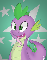 Size: 2000x2568 | Tagged: safe, artist:vivofortissimo, spike, dragon, g4, high res, male, solo, tongue out