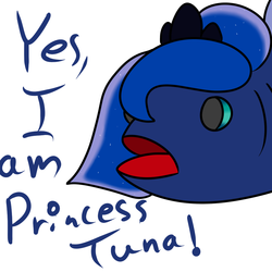 Size: 1000x1000 | Tagged: safe, artist:spritepony, princess luna, fish, g4, female, fishified, not salmon, princess tuna, simple background, solo, species swap, tuna, wat, white background