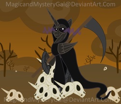 Size: 964x829 | Tagged: safe, artist:magicandmysterygal, alicorn, pony, bone, death, grim reaper, ponified, solo