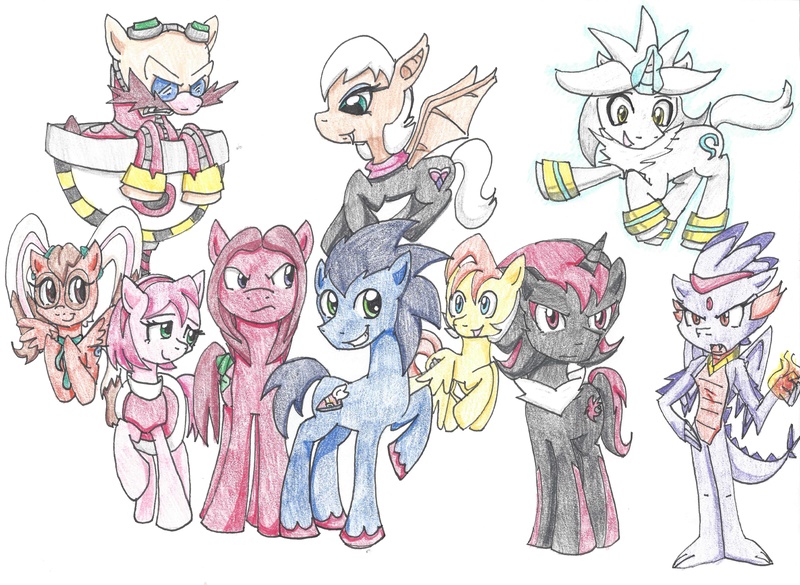 sonic the hedgehog, amy rose, shadow the hedgehog, rouge the bat, blaze the  cat, and 5 more (sonic and 1 more) drawn by kornart