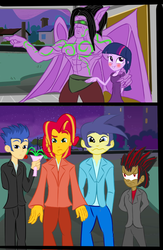 Size: 666x1022 | Tagged: safe, artist:urhangrzerg, comet tail, flash sentry, sunset shimmer, twilight sparkle, equestria girls, g4, crossover, equestria girls-ified, illidan stormrage, male, rule 63, shadow the hedgehog, sonic the hedgehog, sonic the hedgehog (series), sunset glare, warcraft, world of warcraft