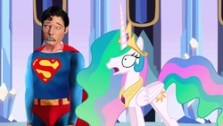 Size: 1280x720 | Tagged: safe, artist:toucanldm, princess celestia, g4, christopher reeve, crossover, superman, superman meets my little pony, youtube link