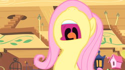 Size: 1280x720 | Tagged: safe, screencap, fluttershy, g4, stare master, female, mawshot, nose in the air, open mouth, solo, uvula, volumetric mouth