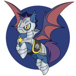Size: 800x800 | Tagged: safe, artist:perfectpinkwater, bat pony, pony, armor, crossover, guard, kirby (series), mask, meta knight, nintendo, ponified, super smash bros.