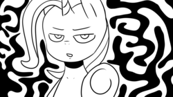 Size: 936x526 | Tagged: safe, artist:maren, trixie, pony, unicorn, g4, bedroom eyes, dialogue, female, looking at you, mare, monochrome, one punch man, open mouth, solo, tatsumaki (one punch man), underhoof