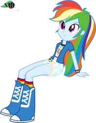 Size: 1593x2031 | Tagged: safe, artist:mlpcutepic, edit, rainbow dash, equestria girls, g4, boots, clothes, diaper, diaper edit, female, non-baby in diaper, rainbow socks, shoes, socks, solo, striped socks, wat