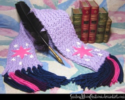 Size: 2000x1600 | Tagged: safe, artist:smilingmooncreations, twilight sparkle, g4, clothes, craft, irl, knitting, photo, scarf, solo