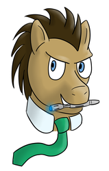 Size: 1597x2514 | Tagged: safe, artist:yadge, doctor whooves, time turner, pony, g4, doctor who, male, mouth hold, necktie, solo, sonic screwdriver, stallion