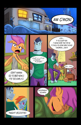 Size: 3307x5079 | Tagged: safe, rainbow dash, scootaloo, soarin', anthro, unguligrade anthro, g4, adopted offspring, comic, fan comic, female, floppy ears, male, parent:rainbow dash, parent:soarin', parents:soarindash, scootadoption, ship:soarindash, shipping, straight, the dashies