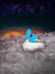 Size: 1024x1373 | Tagged: safe, artist:coolno3, pony, cloud, sky, solo, stars