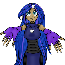 Size: 3000x3000 | Tagged: safe, artist:katkakakao, princess luna, human, g4, clothes, female, fingerless gloves, gloves, high res, hug request, humanized, looking at you, simple background, smiling, solo