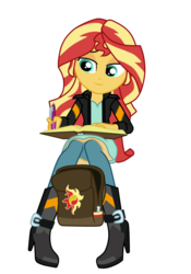 Size: 700x1000 | Tagged: safe, artist:twimix, sunset shimmer, equestria girls, g4, my little pony equestria girls: friendship games, book, female, pen, simple background, solo, transparent background, vector