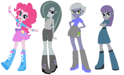 Size: 967x588 | Tagged: safe, artist:sunset-sunrize, limestone pie, marble pie, maud pie, pinkie pie, equestria girls, g4, boots, bracelet, bubble, clothes, equestria girls-ified, high heel boots, jewelry, lime, ms paint, pie sisters, skirt