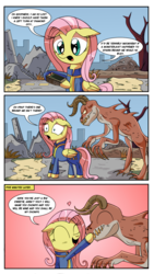 Size: 1000x1775 | Tagged: safe, artist:daniel-sg, fluttershy, deathclaw, pegasus, pony, g4, comic, crossover, fallout, fallout 4, female, finding nemo, monster