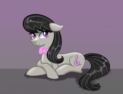 Size: 900x692 | Tagged: safe, artist:dkaieva-k, octavia melody, g4, backwards cutie mark, female, looking at you, prone, solo