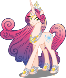 Size: 3979x4688 | Tagged: safe, artist:xebck, idw, princess amore, crystal pony, pony, unicorn, g4, my little pony: fiendship is magic, spoiler:comic, female, gradient mane, gradient tail, idw showified, mare, simple background, solo, transparent background