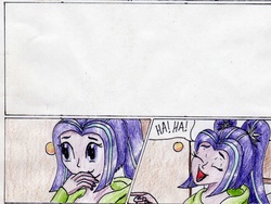 Size: 2273x1707 | Tagged: safe, artist:40kponyguy, derpibooru exclusive, aria blaze, equestria girls, g4, comic, exploitable, laughing, template, traditional art