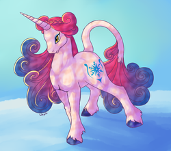 Size: 850x750 | Tagged: safe, artist:twitchygears, idw, princess amore, classical unicorn, crystal pony, pony, g4, journal of the two sisters, my little pony: fiendship is magic, spoiler:comic, female, horn, leonine tail, solo
