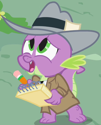 Size: 446x548 | Tagged: safe, screencap, spike, g4, the mysterious mare do well, clothes, hat, male, outfit catalog, solo