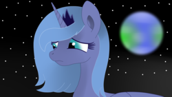 Size: 1280x720 | Tagged: safe, artist:willysalas, princess luna, g4, earth, female, s1 luna, sad, solo, stars