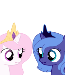 Size: 848x972 | Tagged: safe, artist:camtwo, derpibooru exclusive, princess celestia, princess luna, pony, g4, cewestia, filly, looking at each other, pink-mane celestia, scrunch battle, scrunchy face, simple background, sisters, stare, staring contest, transparent background, woona
