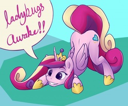 Size: 1280x1054 | Tagged: safe, artist:megagibs, princess cadance, pony, g4, cute, cutedance, face down ass up, female, happy, solo, sunshine sunshine