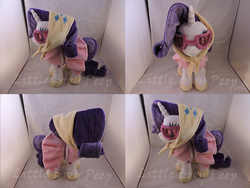 Size: 1597x1199 | Tagged: safe, artist:little-broy-peep, rarity, pony, unicorn, g4, sleepless in ponyville, camping outfit, clothes, dress, female, glasses, irl, mare, photo, plushie, scarf, solo