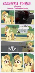 Size: 1919x3965 | Tagged: safe, artist:estories, oc, oc only, oc:alice goldenfeather, oc:squeaky pitch, earth pony, pegasus, pony, comic:find yourself, g4, comic, crying, shocked, statue