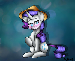 Size: 1600x1300 | Tagged: safe, artist:artistcoolpony, rarity, pony, g4, asian conical hat, female, hat, solo