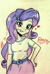 Size: 853x1280 | Tagged: safe, artist:aizy-boy, rarity, equestria girls, g4, clothes, female, skirt, solo, traditional art