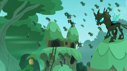 Size: 1280x720 | Tagged: safe, screencap, changeling, g4, the cutie re-mark, alternate timeline, changeling swarm, chrysalis resistance timeline, everfree forest