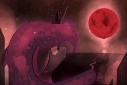 Size: 1280x859 | Tagged: safe, artist:underpable, princess luna, g4, blood moon, female, moon, solo