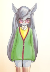 Size: 1024x1453 | Tagged: safe, artist:unousaya, octavia melody, earth pony, anthro, g4, arm hooves, female, glasses, solo