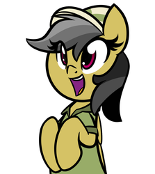 Size: 1280x1432 | Tagged: safe, artist:furrgroup, daring do, pony, g4, cute, daring dorable, eye clipping through hair, happy, hat, open mouth, open smile, simple background, smiling, solo, white background