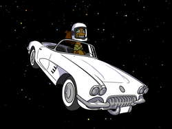 Size: 1280x960 | Tagged: safe, artist:grandpalove, cheese sandwich, ask trixie and cheese, g4, car, chevrolet, chevrolet corvette, convertible, corvette, crossover, heavy metal, heavy metal (film), male, solo, space, space car, tumblr